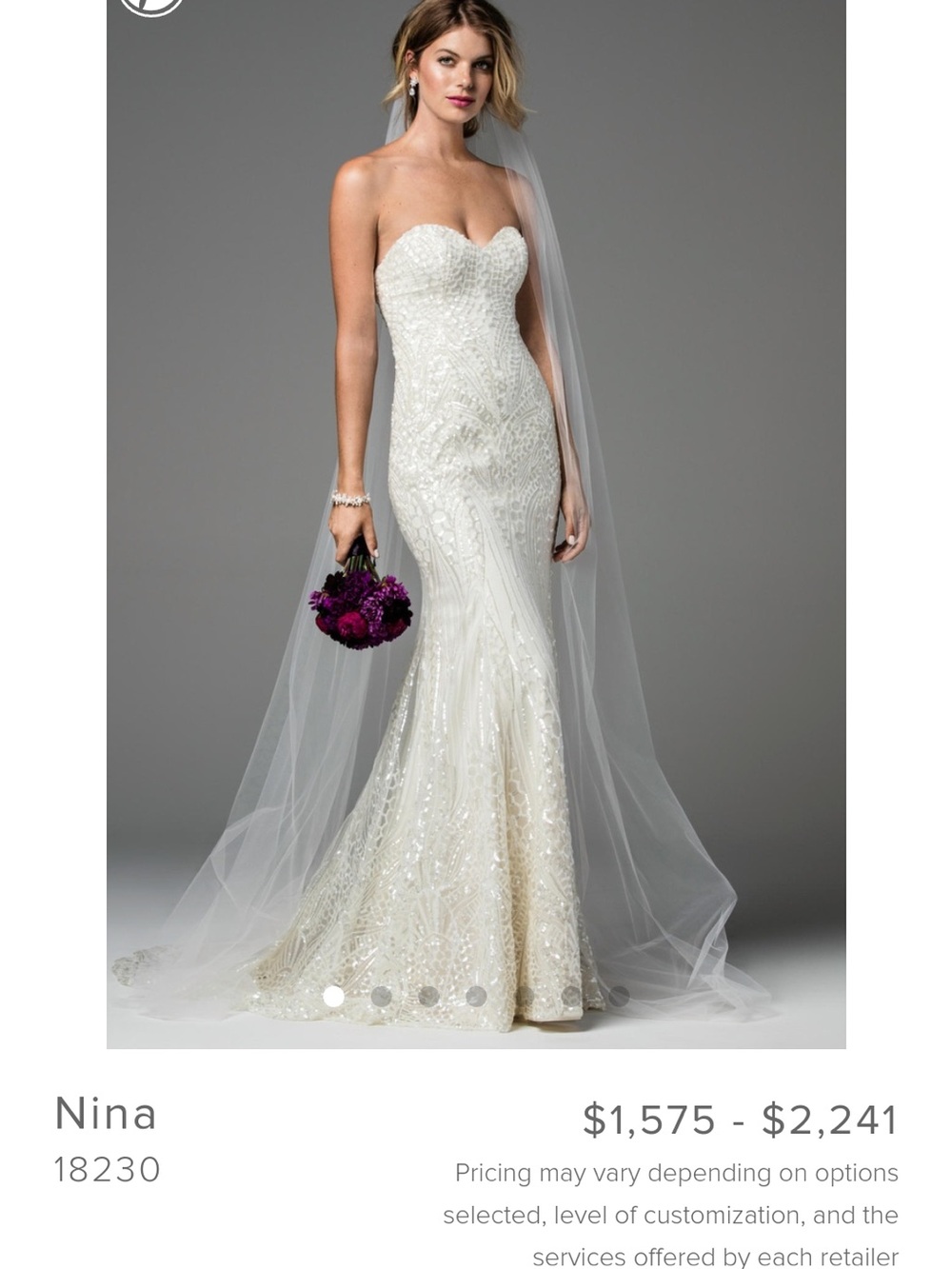 Watters Sequin lace glamorous wedding dress